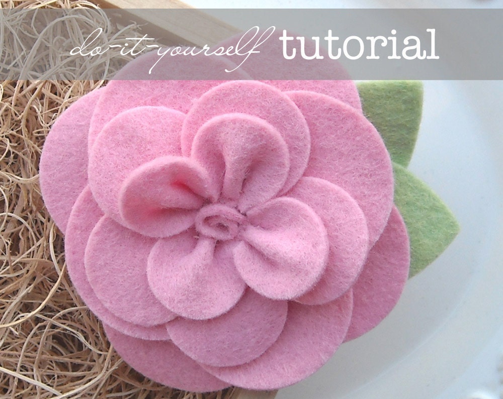 Felt Flower Pattern Tutorial - "Gardenia" - PDF Instructions emailed to you within 24 hours - do-it-yourself How To Directions