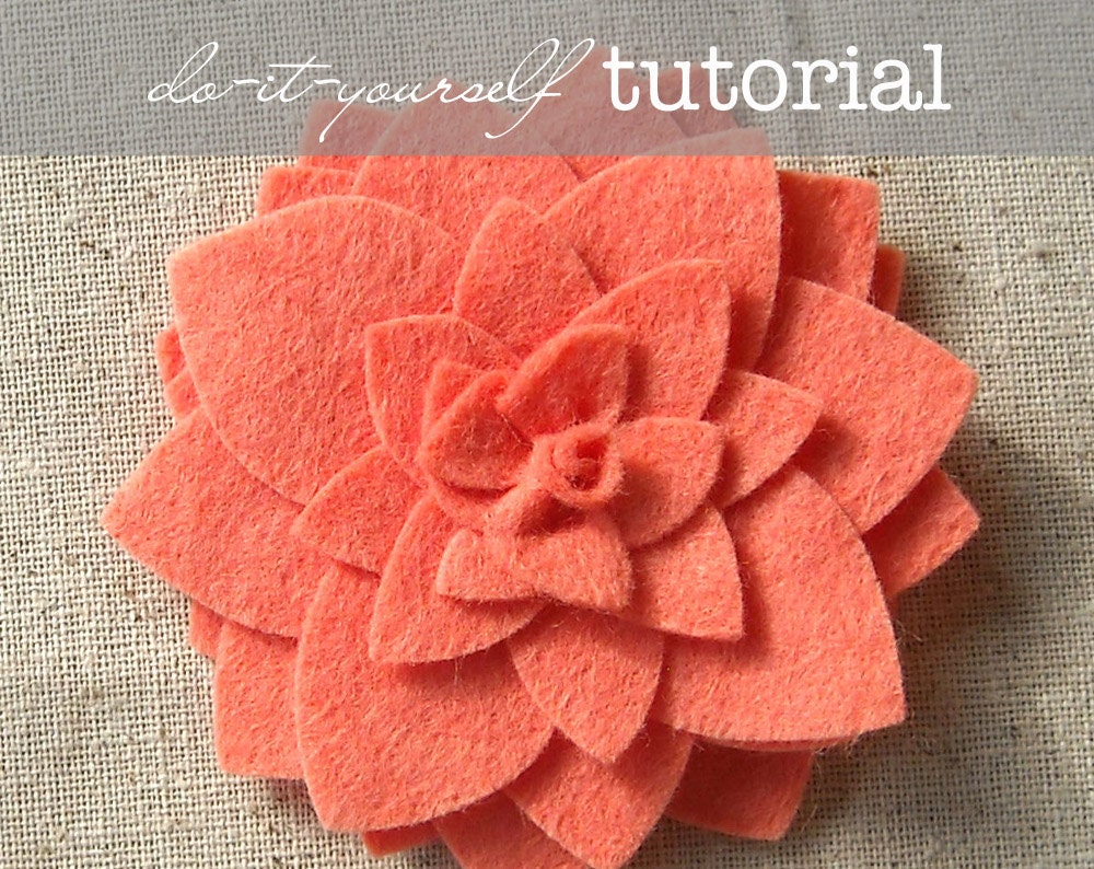 Felt Flower Pattern Tutorial - "Dahlia" - PDF Instructions emailed to you within 24 hours - do-it-yourself How To Directions