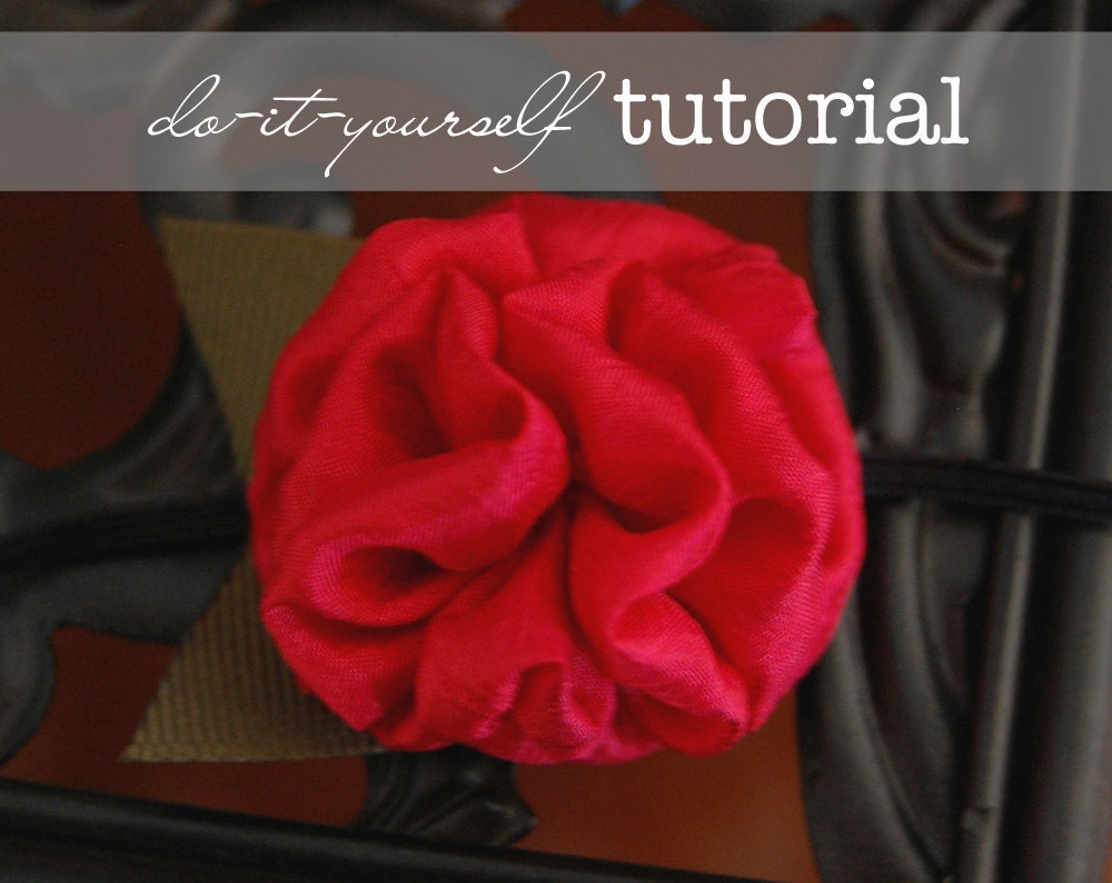 Fabric Flower Pattern Tutorial - "Fabric Ruffles" - 2 FLOWERS in one- PDF emailed in 24 hours - do-it-yourself How To Directions