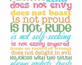 Love is... -  8x10 "Carnival". 1 Corinthians 13:4-8 - Printable home decor artwork. Digital file instant download
