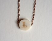 monogram scrimshaw necklace: L