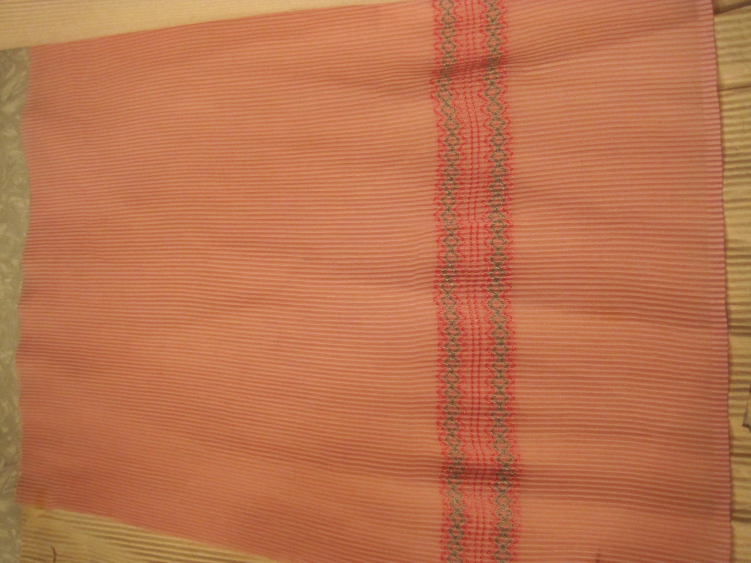 1950's Pink Chiffon Tiny Pleats Smocked Fabric Roll of 5 Yards