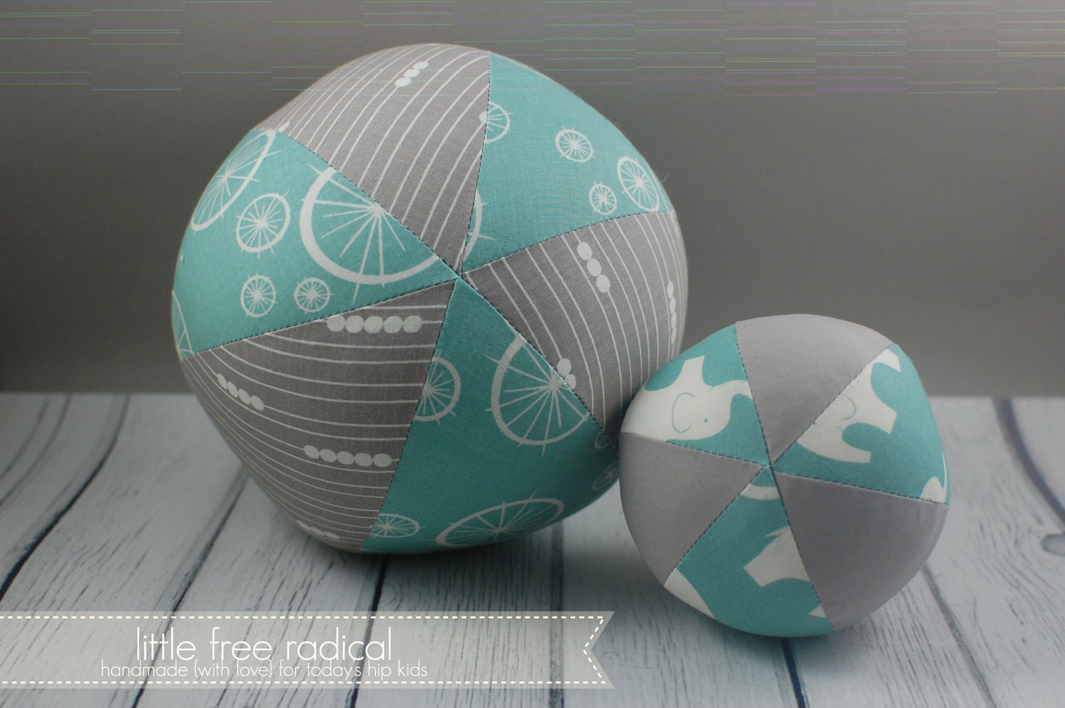 Custom Playful Nursery Decor: Set of 2 Cloth Balls  - in Mod Basics ORGANIC FABRIC