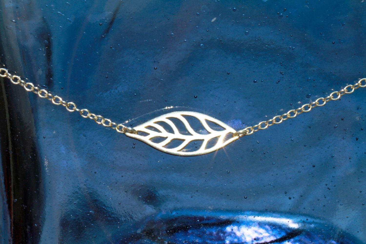 Sideways Silver Leaf Necklace