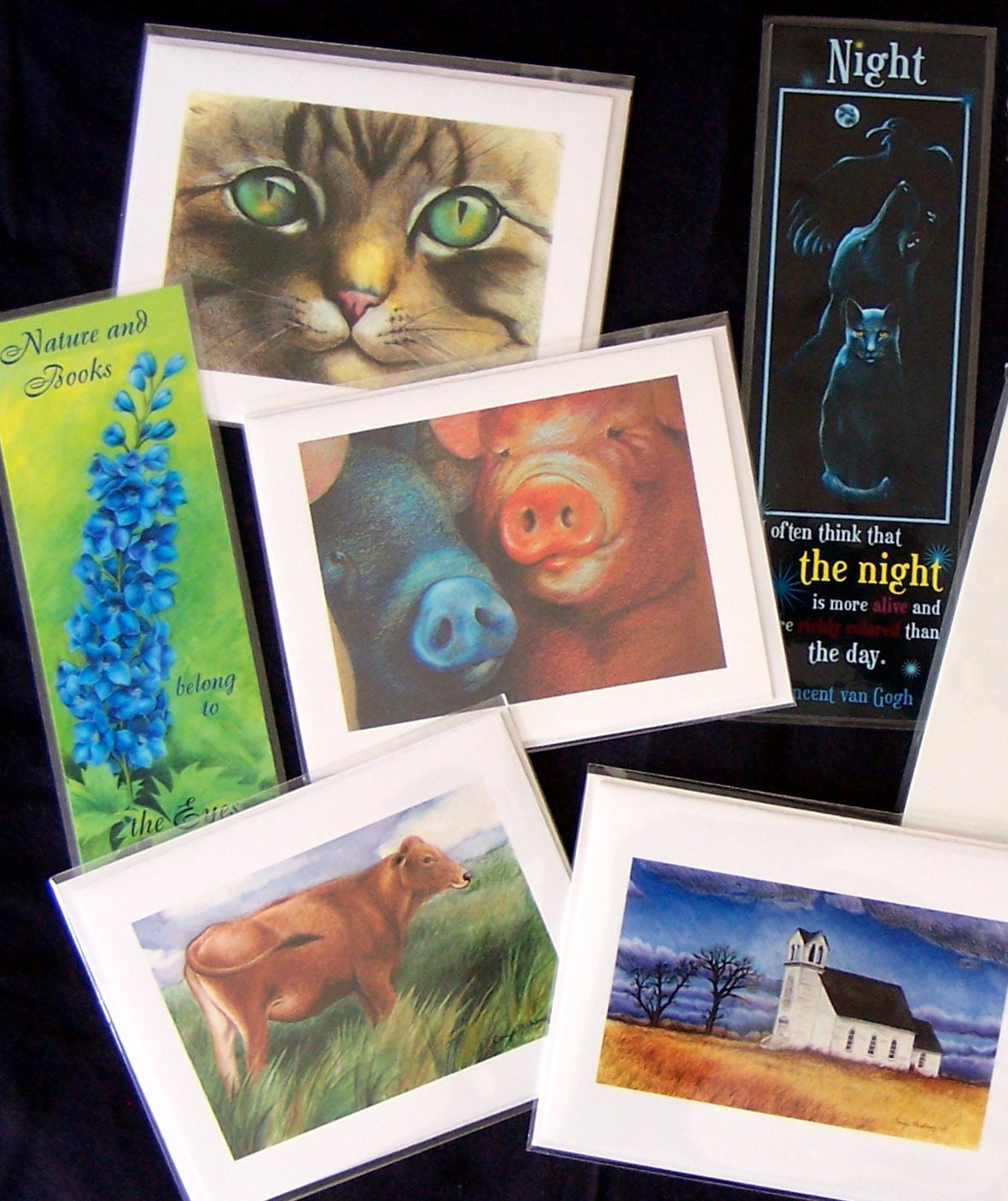 Five Bookmarks or Blank Note Cards - GREAT Valentine's Day or customized gift - Custom Stationery Set, Gifts for Readers, Greeting Cards