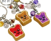 Best Friends Toast, Set of 3 Peanut Butter and Jelly Keychains Kawaii friendship key chain rings