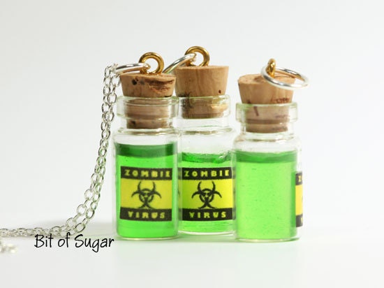 Zombie Virus Miniature Bottle Potion Necklace - BitOfSugar