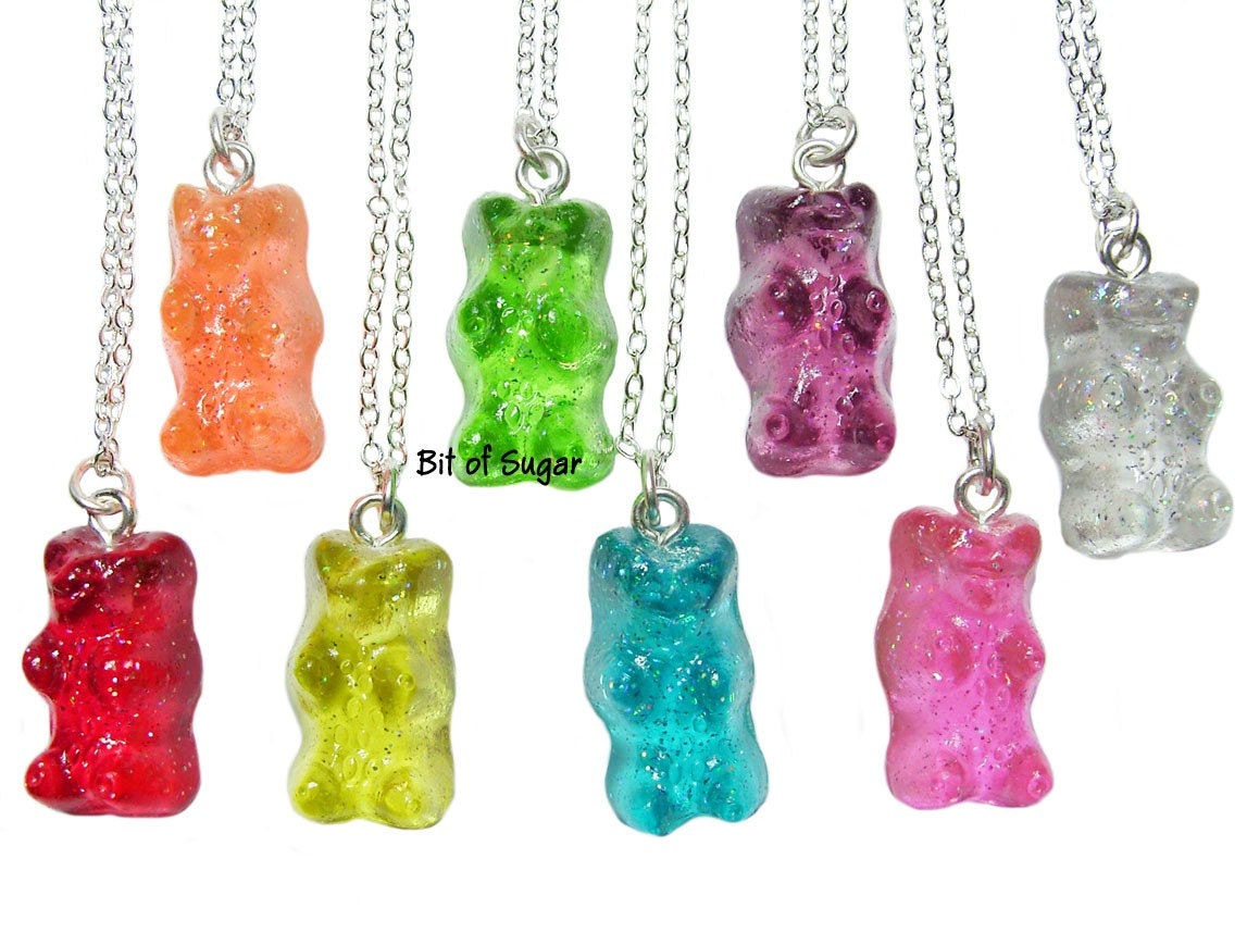 Candy Bear Necklace - Kawaii fake gummy miniature food jewelry