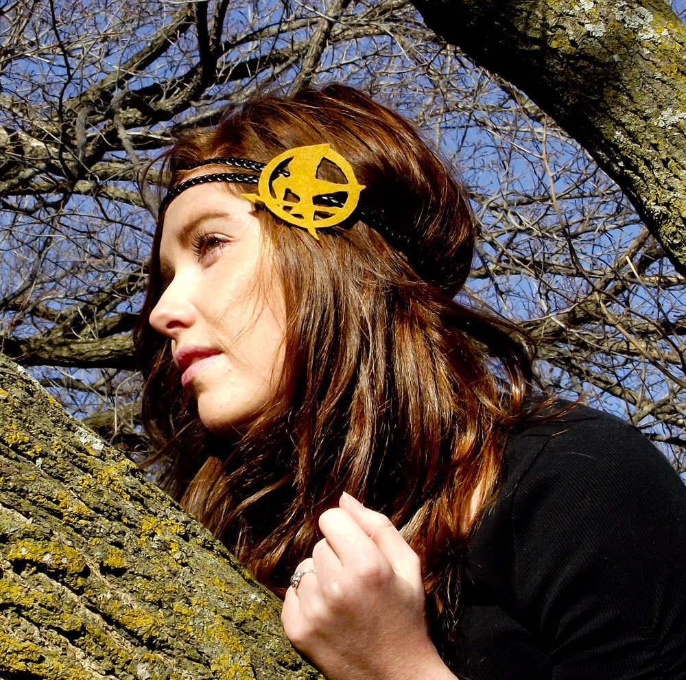 GLITTER Mockingjay Headband in Double Braided Leather