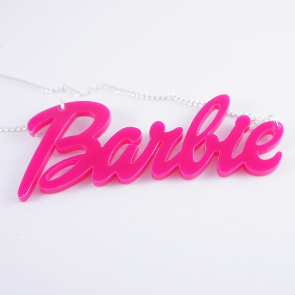 HOT PINK Barbie Necklace 3"