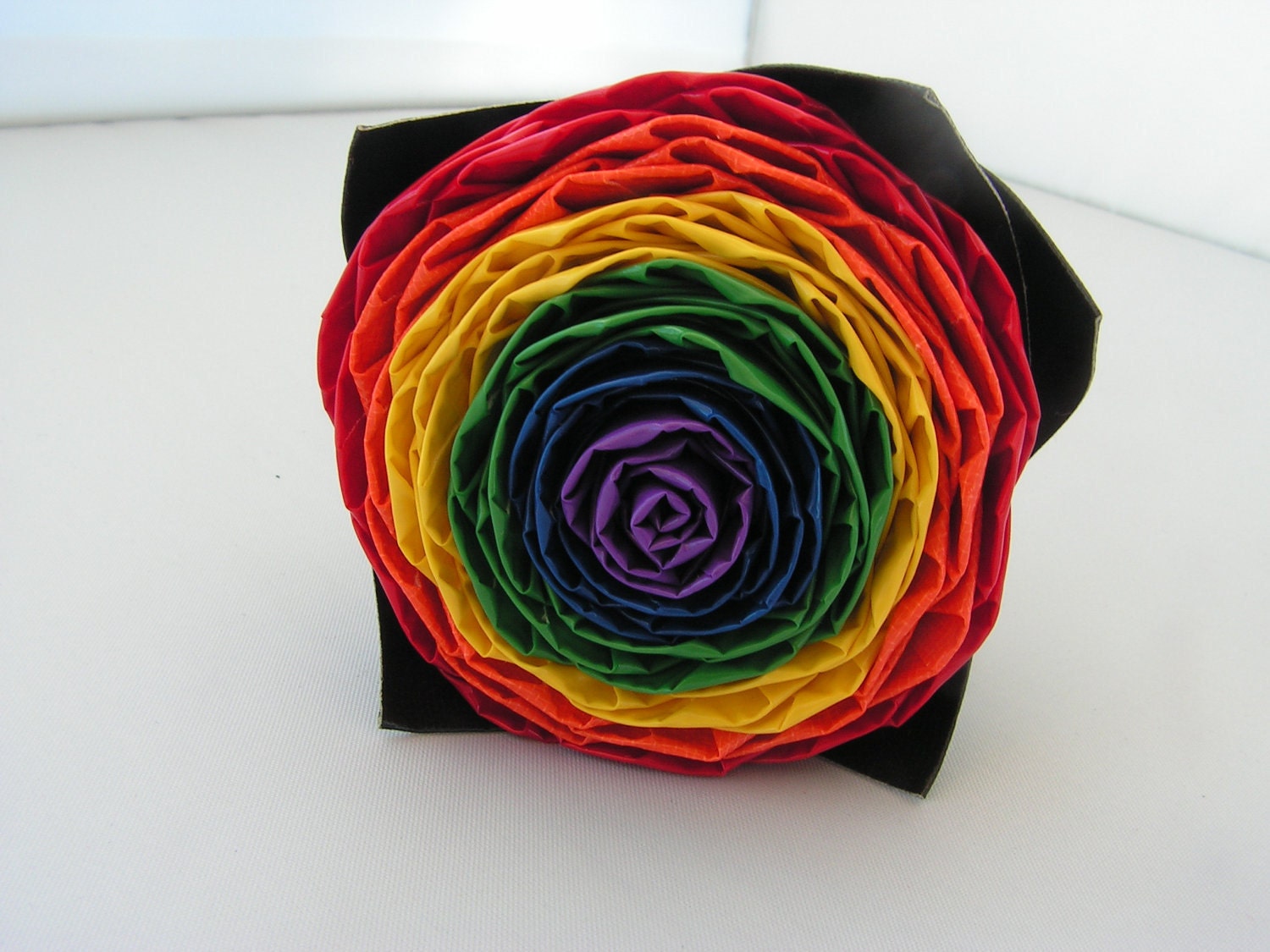 Rainbow and black duct tape rose