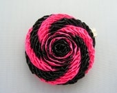 Neon pink and black duct tape hair clip (pinwheel style)