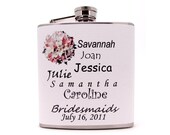 Subway Art BRIDESMAIDS Maid of Honor Flask 6 or 8 oz with Funnel and Tote Bag
