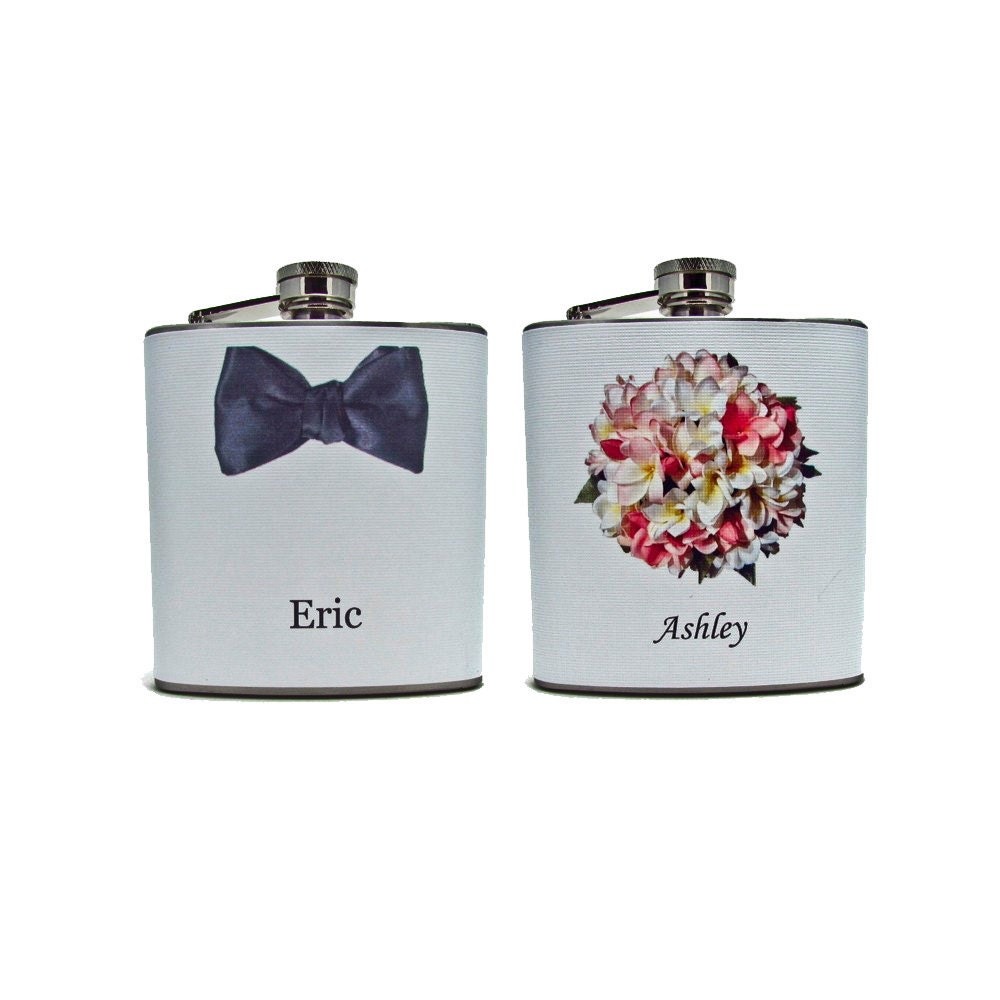 Bride and Groom Gifts Liquor Flasks 6 or 8 oz