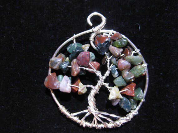 Tree of Life Pendant with Jasper chips