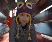 Crochet Custom OWL Ear Flap Hat - ANY Color - Boy Girl Men Women - Baby Child Teen Adult - ANY Size - Photo Prop - Personalize