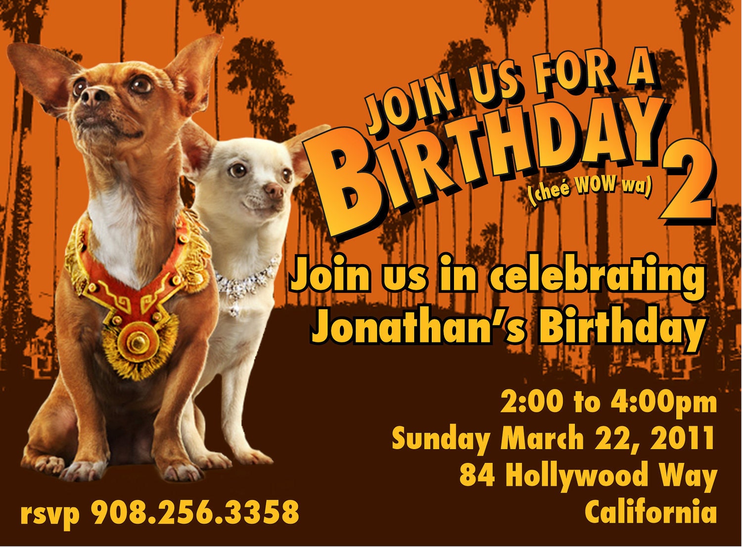 Beverly Hills Chihuahua Birthday Party Invitation - Digital File - You ...