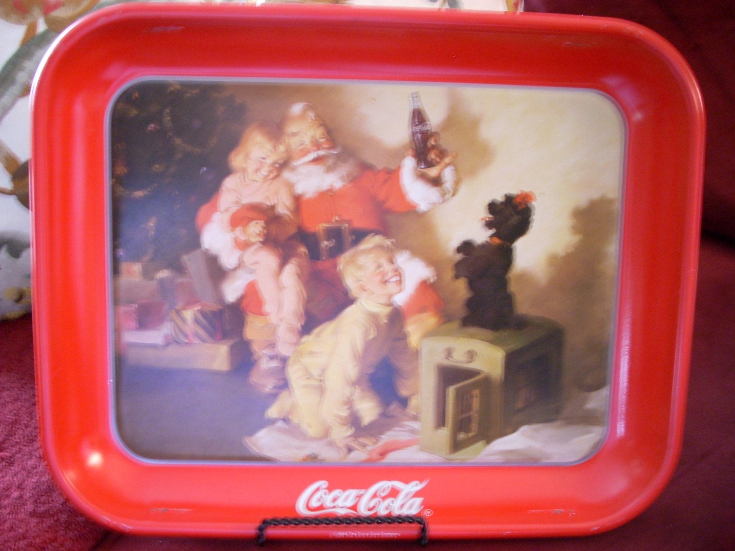 Vintage 1986 Coca Cola Santa Christmas tray