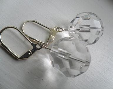 Crystal Clear Faceted Glass Ball Earrings