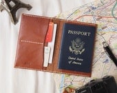 Personalized Passport Case - Leather - Hand Stitched