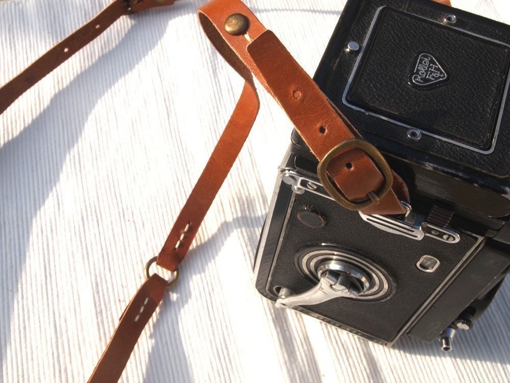 Personalized Camera Neck Strap with Adjustable Length - Leather - Rust - Hand Stitched - Front Page of Etsy