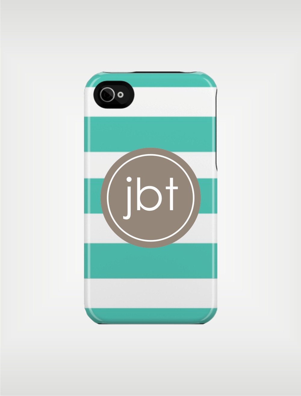Personalized Graduation Gift iPhone 5 Case 4 / 4S or 3G or Samsung - Beach Stripe Teal and Taupe  - original design by a drop of golden sun