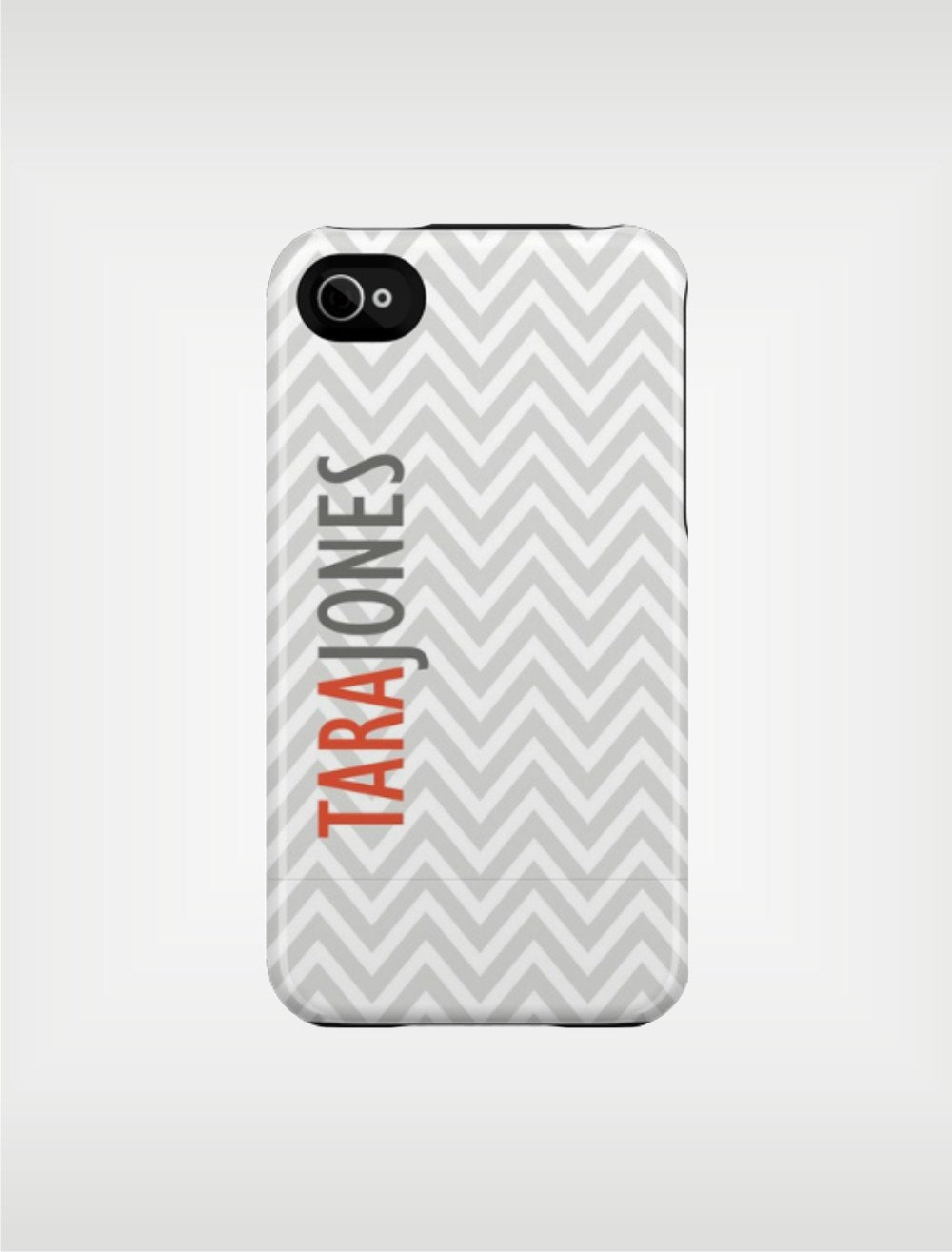 Personalized iPhone 5 Case 4 / 4S or 3G or Samsung - Gray and Tangerine Chevron - original design by a drop of golden sun