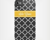 Personalized Bridesmaid Gift iPhone 5 Case 4 / 4S or 3G or Samsung - Almost Black Quatrefoil - original design by a drop of golden sun