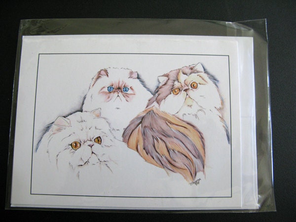 Persian Trio-Cat Art Greeting Card