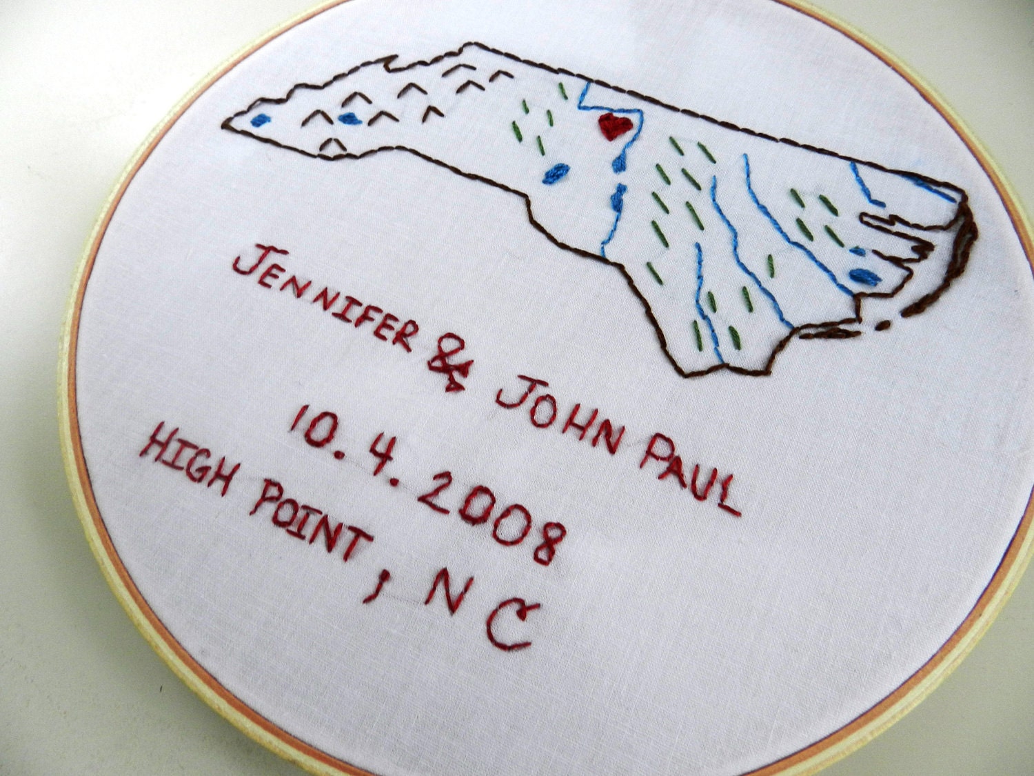 Personalized Couple Wedding Location Map Art.. Anniversary. 8X10 or Embroidery Hoop Art. summer Wedding Gift.