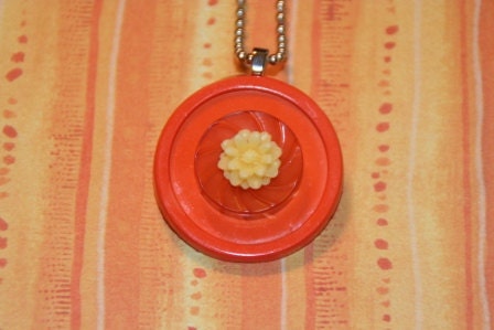 Orange Blossom Fancy Nancy Button Necklace