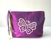 Purple make up pouch. butterfly zipper pouch. travel pouch. silk cosmetic pouch. purple butterfly