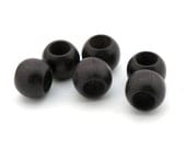 Dark Brown Vintage Czech Wood Beads - 11 x 14mm Rondelles - large hole 10 pcs
