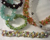 Crochet Knitted Lace Bracelet Fire Garnets Freshwater Pearls Sterling Silver, Personalize this with your choice of gems and pearls