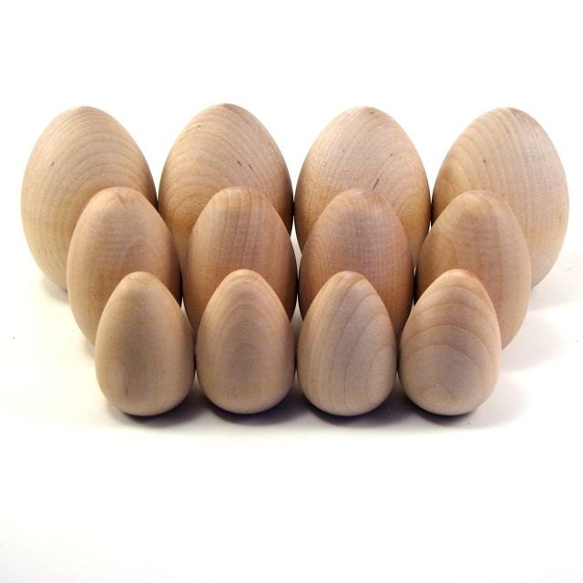 Dozen Wood Eggs, Three Sizes - Decorate it Yourself