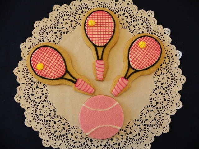 Tennis Racquets and Tennis Balls Cookies