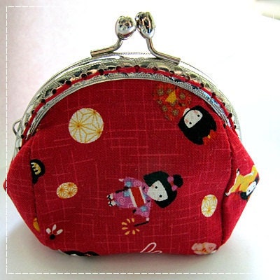FREE SHIPPING - Handmade Coin Purse Japan Tradition Kawaii Girl