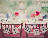 Mr. and Mrs. Banner / Sign / Custom Colors Chair hang or Photo Prop Garland Wedding Banners See It on www.stylemepretty.com