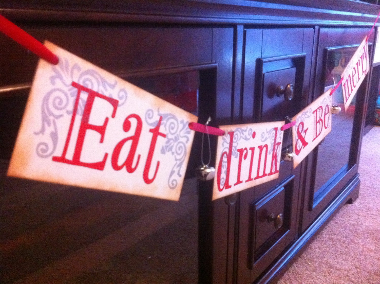 Christmas Banner - Eat Drink and Be Merry Christmas Banner -  Christmas Garland - Christmas Decoration