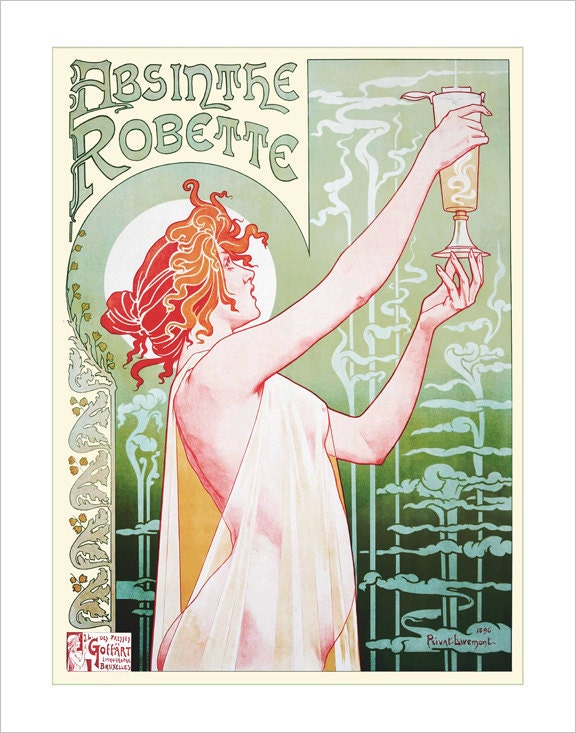 Absinthe Poster - Vintage French print - Absinthe Robette -11x14 -  Art Nouveau poster