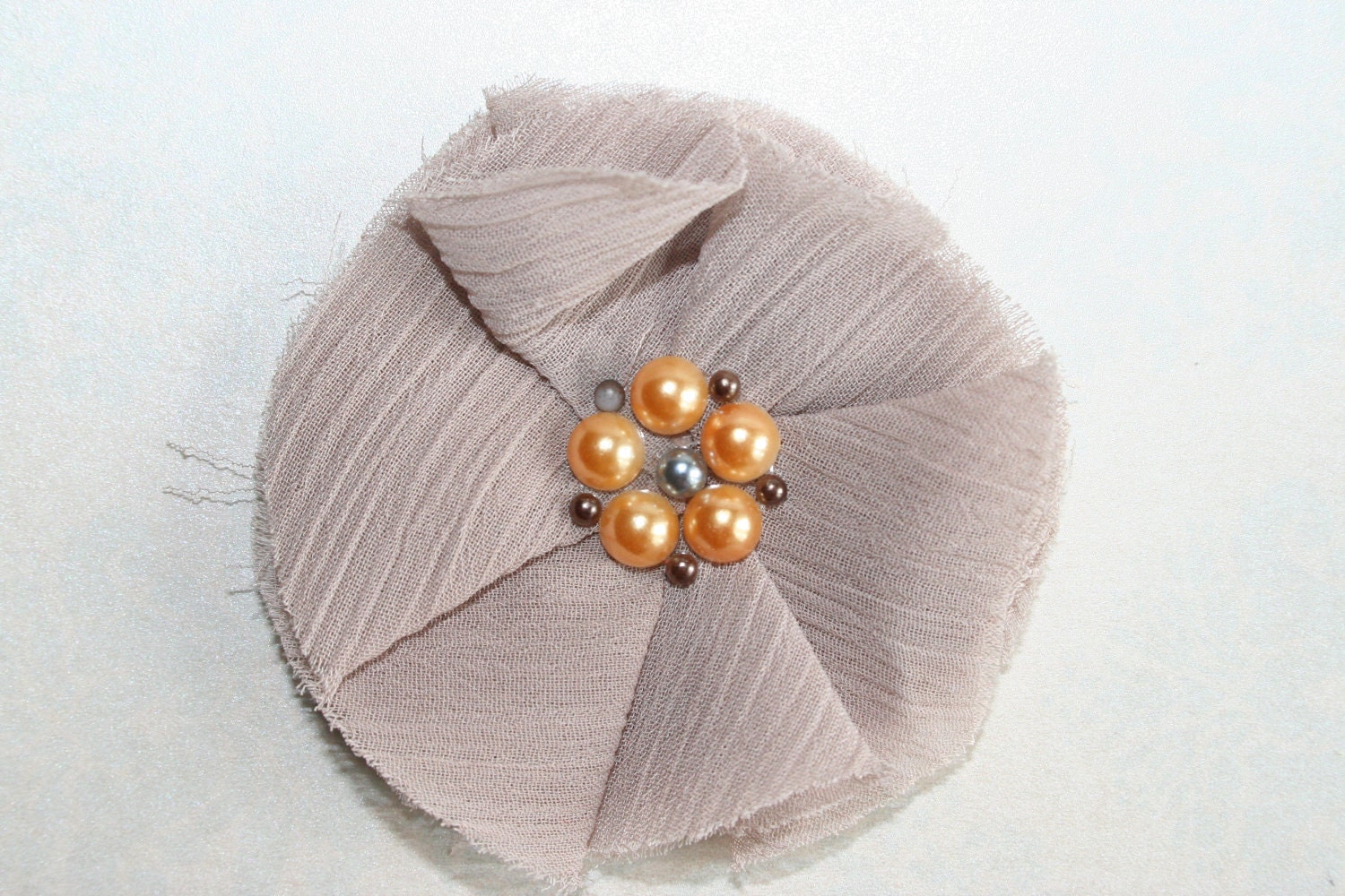 Chiffon Fabric Flowers Chiffon and Tulle Set of 4 Neutral Shades Peach and Beige Headband Flowers Shabby Chic Flowers