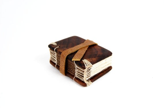 black walnut  mini journal - small handmade wood book - woodland rustic