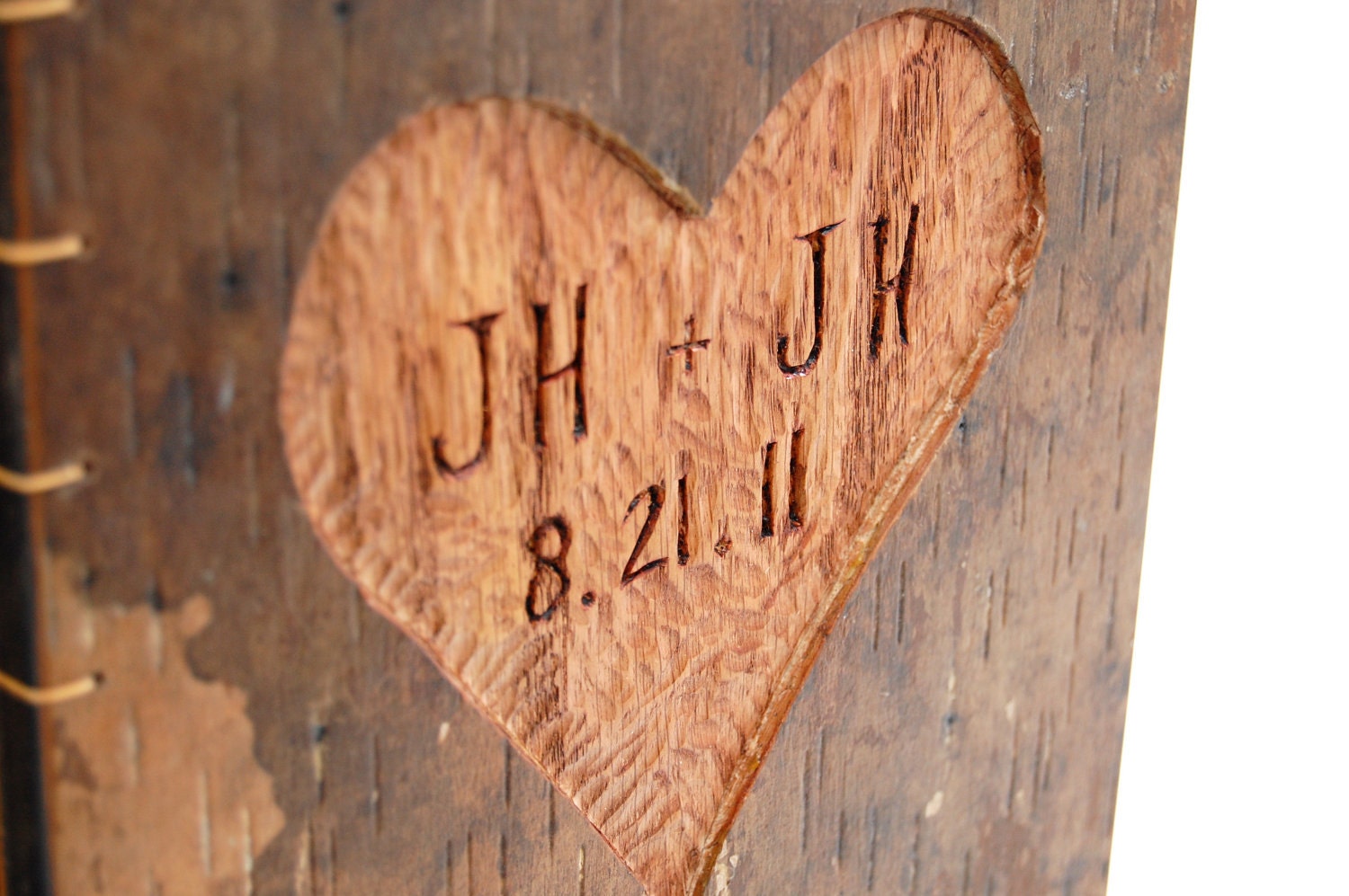 rustic guest book custom with carved tree bark covers - fall wedding personalized rustic forest botanical- made to order