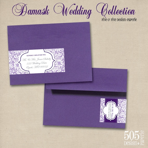 Printable Damask Wrap Around Labels - You Pick the Colors & Fonts Il_570xn
