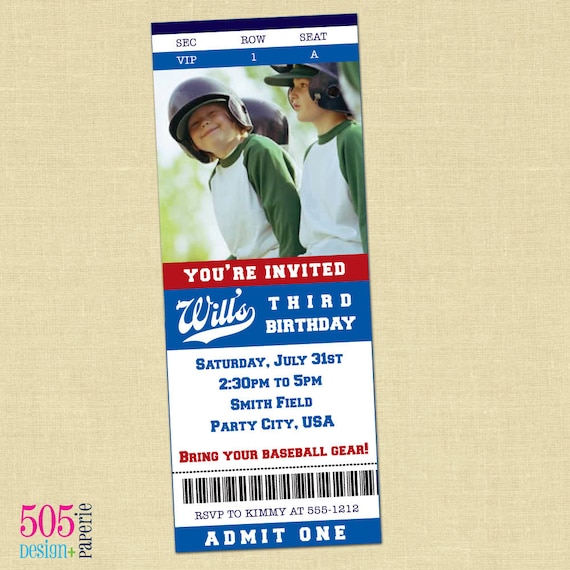 Baseball Ticket Invitation - Printable Baseball Party Invitation Il_570xn