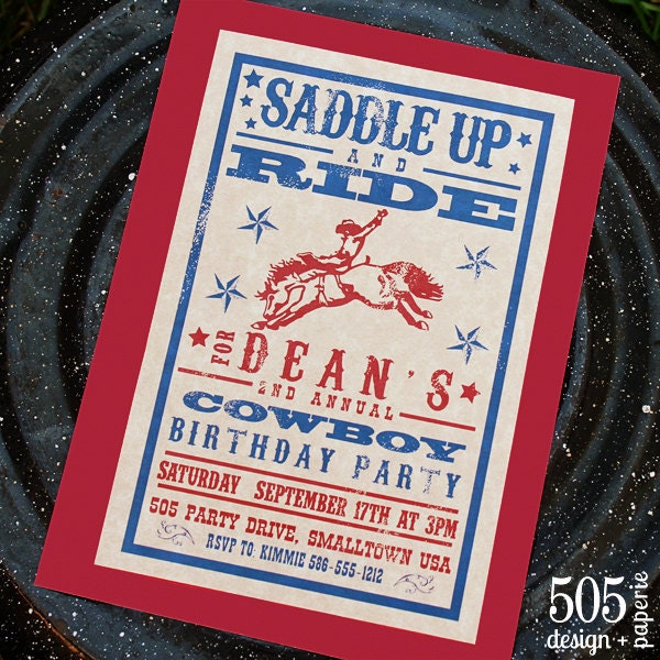 Western Cowboy Birthday Party Invitation - Printable Invitation by 505 Design Paperie Il_570xn