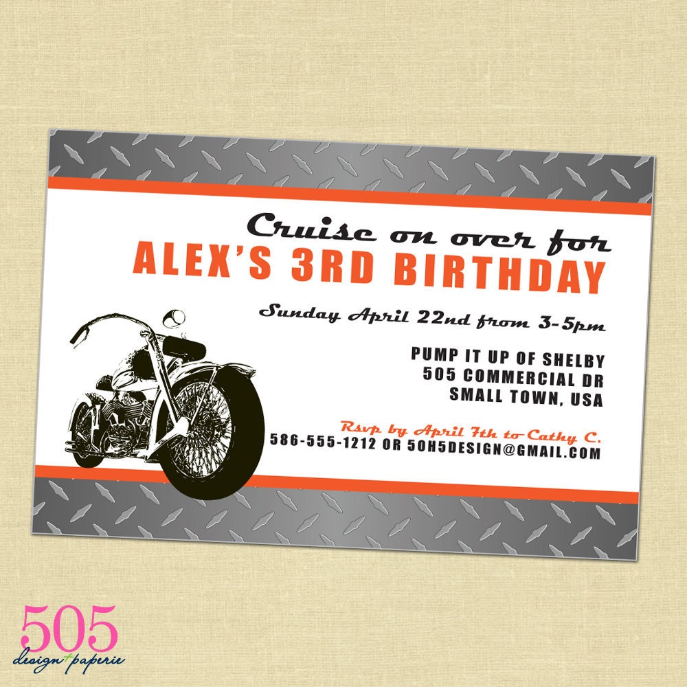 Printable Motorcycle Invitation by 505 Design Paperie Il_570xn