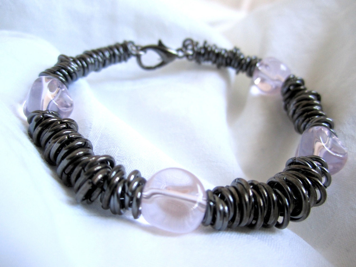 Pink Gunmetal Jump Ring Bangle