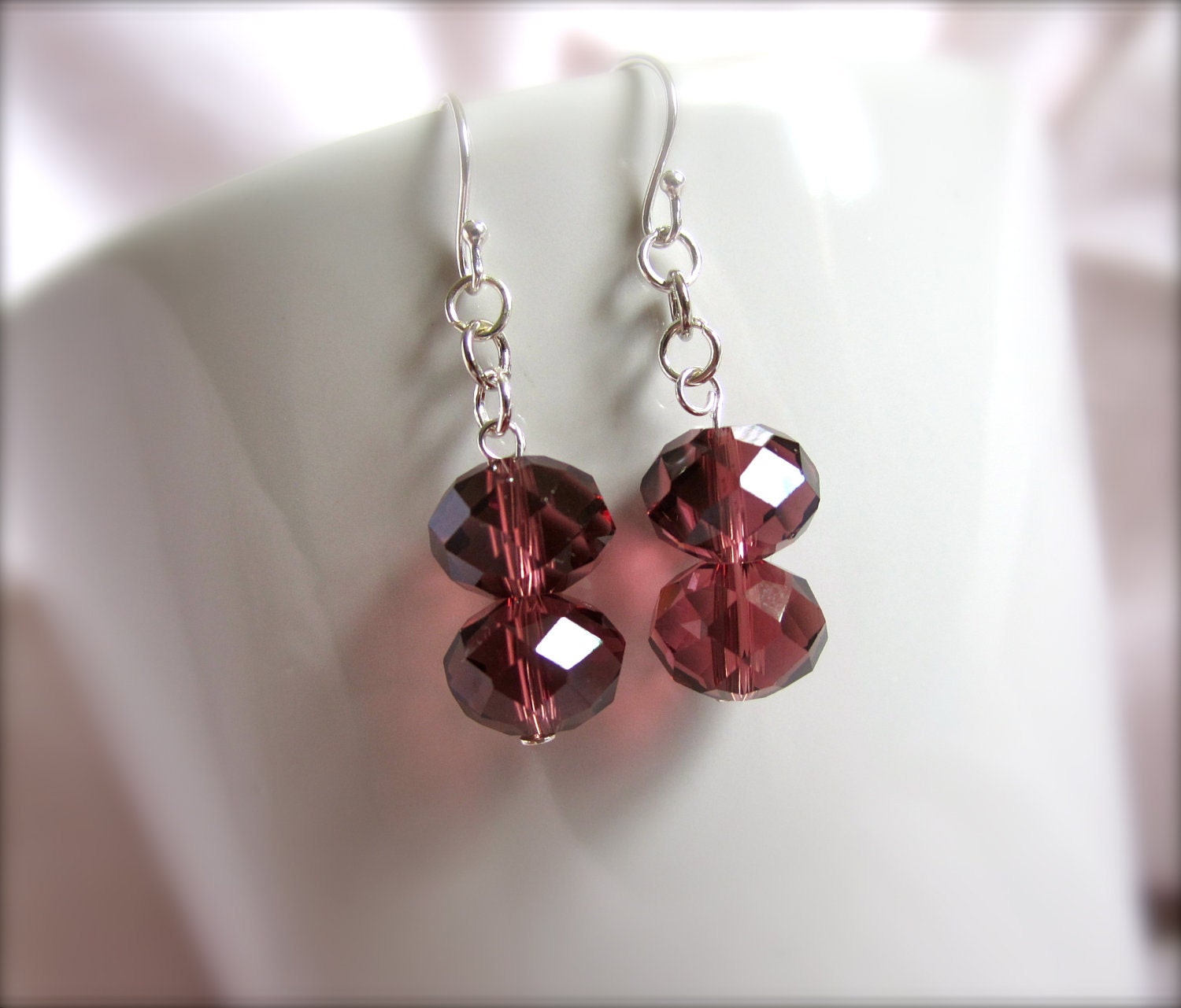 Laura: Sterling Mauve Crystal Earrings