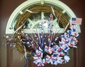 Patriotic Wreath - Fireworks and Tie-Dye Roses
